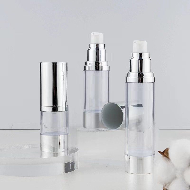 Luxury Skincare Bottles - Яркий/матовый серебристый вакуумный насос для бутылок