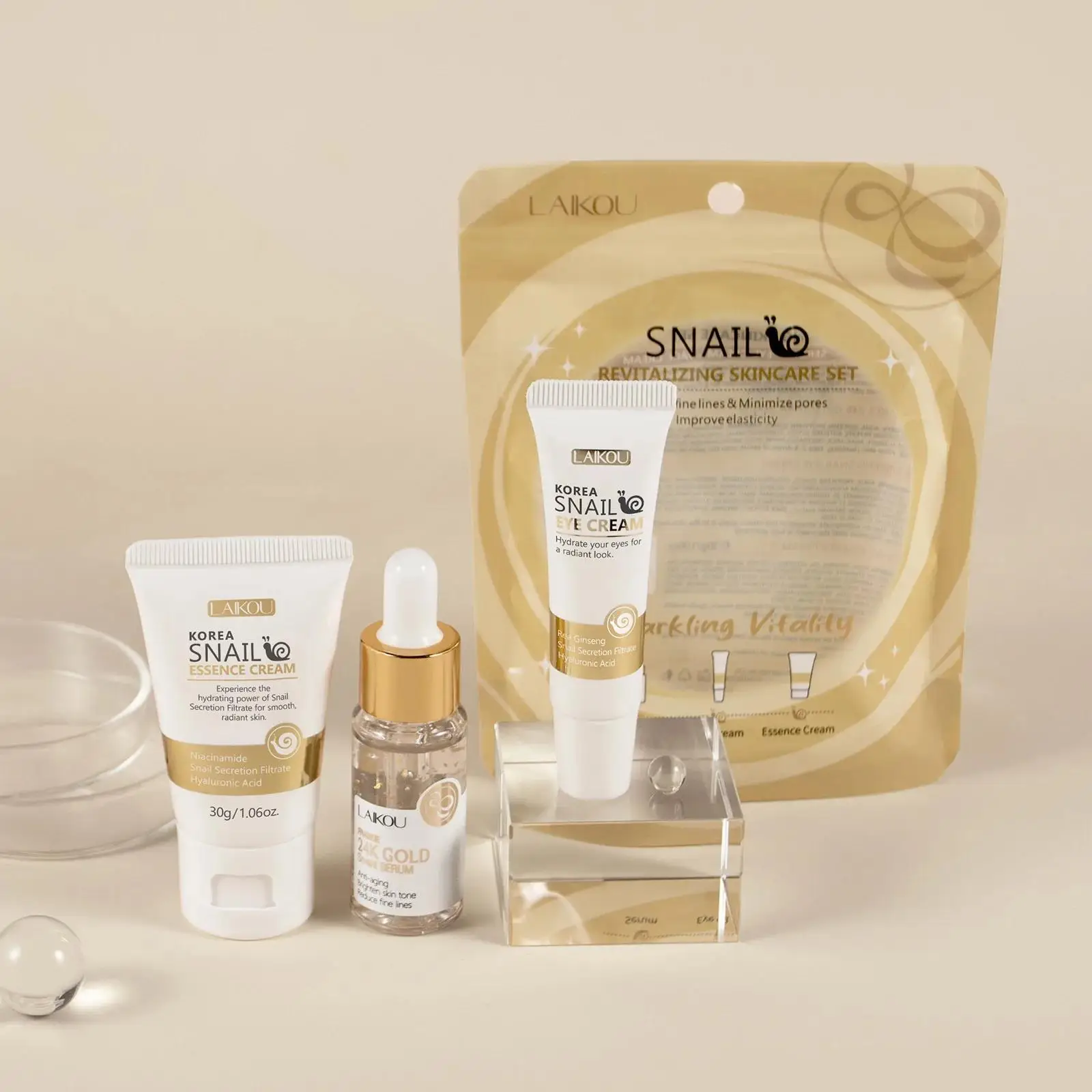 Luxury Skincare Serum - 24-каратное золото, восстанавливающая сыворотка с улиткой,